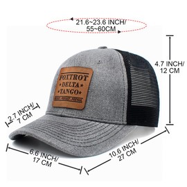 Foxtrot Delta Tango FDT Lether Patch Hat Resist Persist Prevail Adjustable Baseball Cap Golf Dad Hats for Mens Women (US, Alpha, One Size, FDT Gray Black)