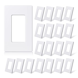 ELEGRP Matte White 1-Gang Screwless Decorative Wall Plates, Standard Size Unbreakable Thermoplastic Faceplate Cover for Decorator Receptacle Outlet Switch, UL Listed (20 Pack)