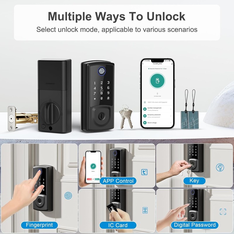 Smart Door Lock,Keyless Entry Door Lock for Front Door,Security Smart