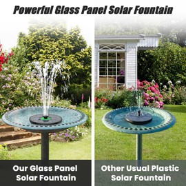 Yzert Solar Fountain Full Glass Panel No Battery, 3.5W Solar Bird Bath Fountains with 4 Fixed Rods & 7 Nozzles, Solar Fountain Pump for Bird Bath, Garden, Pond, Pool, Patio -Black Panel