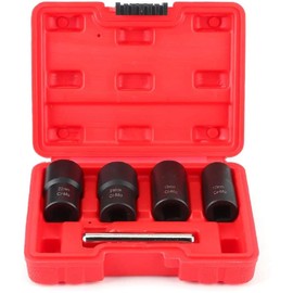 5 Pieces Twist Socket Set, Lug Nut Remover Extractor Tool,Metric Bolt and Lug Nut Extractor Socket Tools - 17MM,19MM, 21MM, 22MM,Red