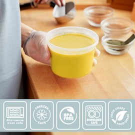 Deli Containers with Lids 16 oz. [24 Sets] Plastic Deli Cups Soup Containers with lids, To Go Food Containers