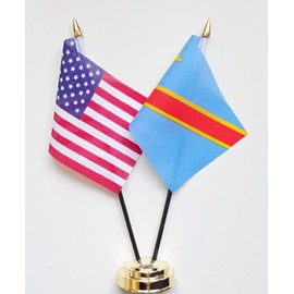 United States of America & Congo-Kinshasa Friendship Table Flag Display 25cm (10")