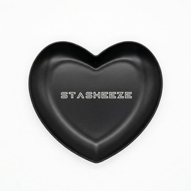 Stasheeze Heart Shaped Rolling Tray Metal, 9x8cm, Small Portable Organiser with Laser Engraved Branding (Black)