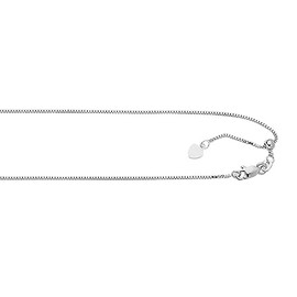 JewelryWeb 925 Sterling Silver With Rhodium Finish 0.8mm Adjustable Box Chain With Lobster Clasp Necklace 30 Inch Chain-Necklace for Women and Men
