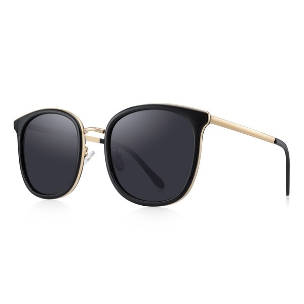 OLIEYE Polarized Sunglasses for Women Men Oversized Rectangular Metal Frame