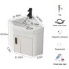 White triangular wall-mounted corner bathroom sink, 15-inch floating mini bathroom