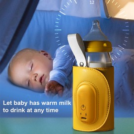 Portable USB Bottle Warmer Travel Milk Heat Keeper Car Baby Bottle Warmer Bottle Heating Bag for Breastmilk and Formula Ajustable Temperature with LED Temperature Display