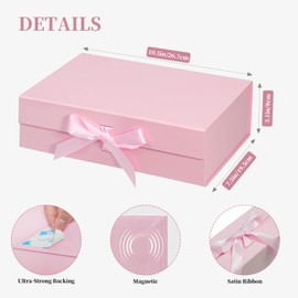 5 Pack Pink Gift Box with Magnetic, 10.5x7.5x3.1 Inches Gift Box with Lid & Ribbons, Gift Boxes for Valentine's Day, Mother's Day, Christmas, Birthday, Wedding, Graduation