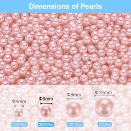 sourcing map 2500Pcs Faux Pearl for Vase Filler, 6mm No Hole ABS Round Pearls for Crafting, Jewelry Making, Vase Filler, Cosmetic Boxes, DIY Parts, Table Scatter, Home Decoration, Orange