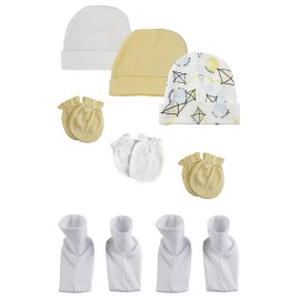 UD_Baby Boy, Baby Girl, Unisex Infant Caps, Booties And Mittens (pack Of 8) Nc_0363