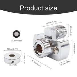 HJIAMA Shower Head Adapter, Brass Swivel Ball Joint, Silver, Electroplating with Decorative Cover, Curved Eccentric Screw Corners, Adjustable Length, for Kitchen and Shower