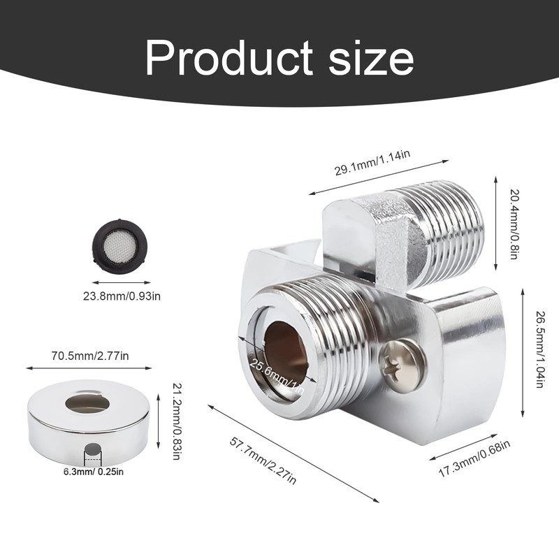HJIAMA Shower Head Adapter, Brass Swivel Ball Joint, Silver, Electroplating