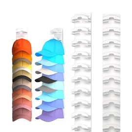 Hat Organizer for Baseball Caps 2Pack- Hat Rack for Wall with Strong Adhesive Hold up to 20 Hats- Hat Hanger Holder Display for Door Closet- Cap Organizer Storage Multilayer Two Mounting Option-Wall-Mounted Multilayer Adjustable:_white