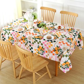 Honellaty Lemon Tablecloth 60" x 84" Rectangle, Summer Flower Spill-Proof Stain Resistant Wrinkle Free Decorative Table Cloth for Dining, Party, Picnic