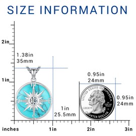 Compass Necklace for Women Men 925 Sterling Silver Rotatable Compass Pendant Compass Jewelry Necklaces Gift for Birthday Graduation Anniversary Valentine