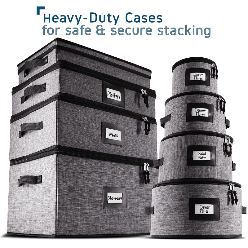 STORAGEBUD China Storage Containers Hard Shell, 8 Piece Flatware &