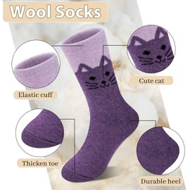 YSense 5 Pairs Womens Wool Socks Thick Knit Warm Cozy Comfy Winter Socks Gifts for Women