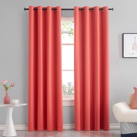 TOAVA DECO Coral Blackout Curtains 2 Panels for Bedroom - 84 Inch Length Thermal Insulated Room Darkening Grommet Drapes 1 Pair