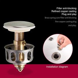 3 Paquete de Desagüe Elástico Universal para Lavamanos, Tapón de Desagüe Pop Up para Lavabo de Baño con Canasta, Tapón de Desagüe y Colador para Lavabo de Cocina