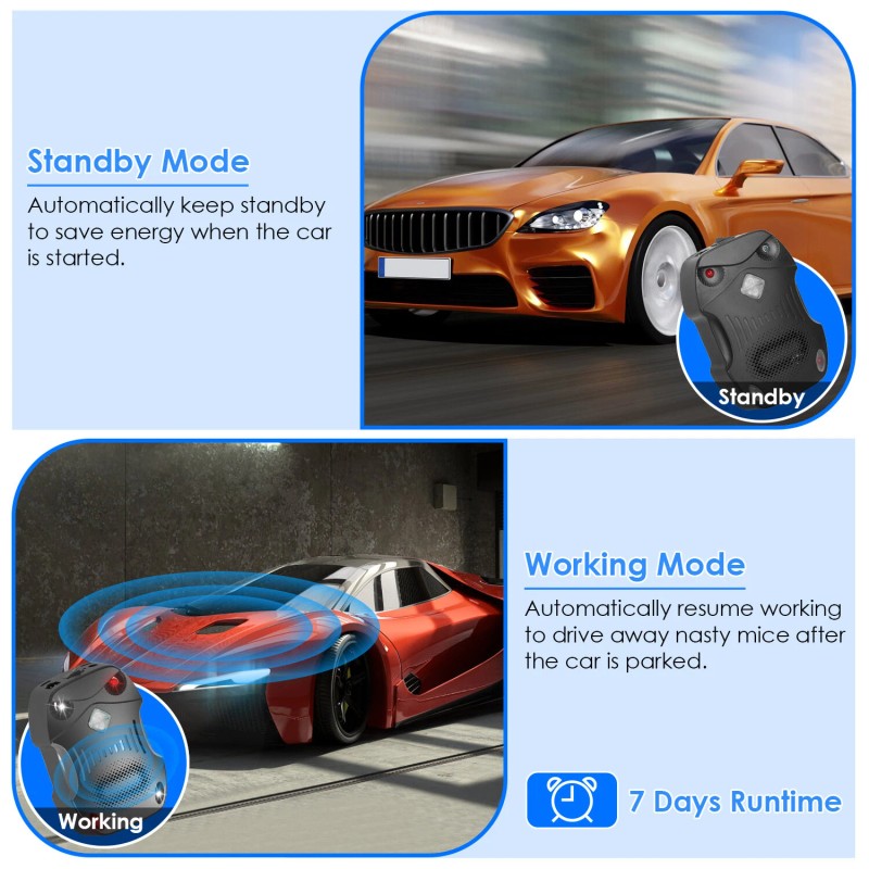 iMounTEK 2pcs Car Under Hood Ultrasonic Mice Pest Control Repeller