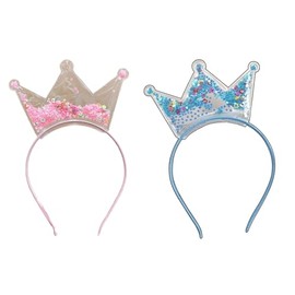VGRDTW Birthday Girl Headband 2Pcs Blue Pink Glitter Flow Tiara Crown Hair Accessories for Women, Men Birthday Party, Photo Shoot, Princess Decorations