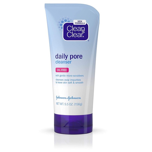 Clean & Clear Daily Pore Face Cleanser, Oil-Free Acne Face Wash for Normal, Oily & Combination Skin, 5.5 oz (Pack of 6)