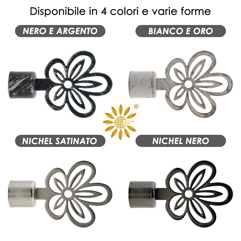 GIRASOLE HOME® 2 x 18-20mm Curtain Rod End Piece (Satin
