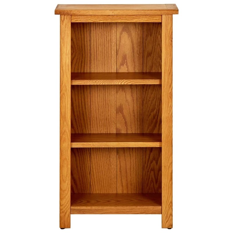 vidaXL Bookcase, Freestanding, 3-Shelf, Brown, Solid Oak Wood and MDF,