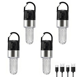 Livinlarge Led Camping Lantern USB Rechargeable,Portable Tent Lamp Emergency Lights with Hook,4 Lighting Modes,with Magnetic Attachment Feature,for Hiking,Party,Camp,Fishing,Power Failure,4 Pack