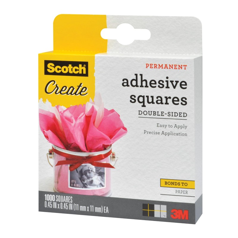 Scotch Adhesive Squares, Permanent Double-Sided Tape Squares for Crafting, Art,