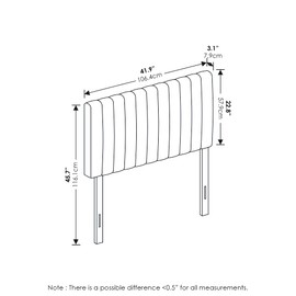 Furinno Roanne Upholstered Tufted Headboard, Twin, Denim