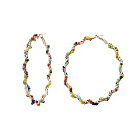 Bohemian Seed Bead Hoop Earrings Geometric colorful beaded wire wrapped Circle Round Dangle Earrings for Women Jewelry Gift