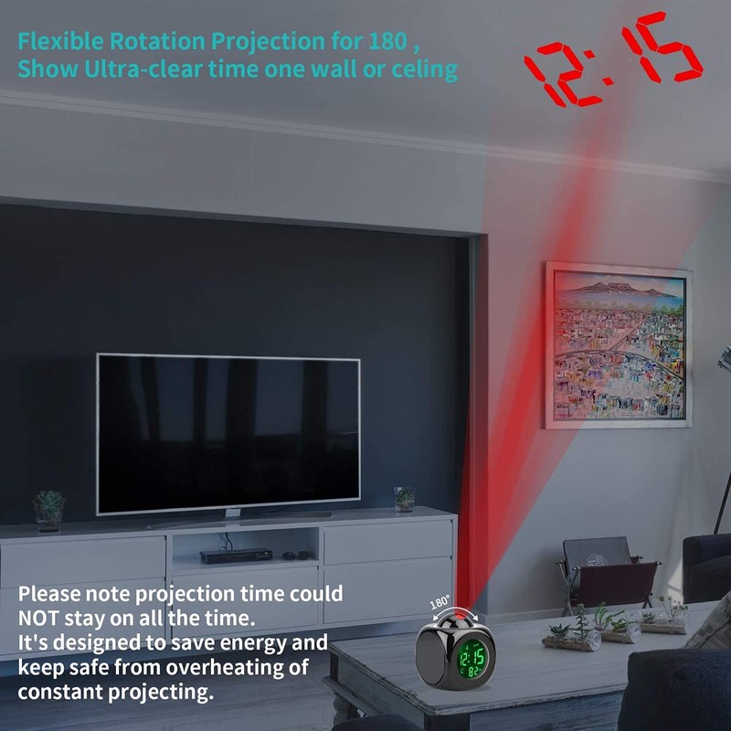 With Voice Talking LED Time Temperature for Bedroom，Projection Alarm Clock