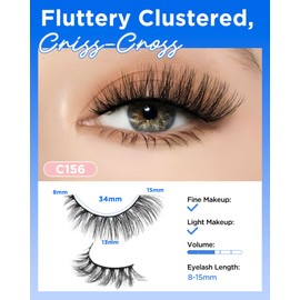 BEYELIAN False Eyelashes 14 Pairs Eye Lashes 8-15mm Strip Lash pack Soft 3D Volume Faux Mink Lashes That Look Like Extensions C156