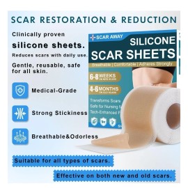 Unbranded Silicone Scar Tape, Medical Grade Silicone Scar Sheets (1.6” x 60” Roll - 1.5M),