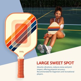 Dinkly Pickleball Paddles Set of 2 - USAPA Approved Graphite/Fiberglass Pickleballs Racket, 2 Paddles, 4 Balls, 1 Protable Carry Bag, Pickle Ball Set for Men Women, Retro Twill