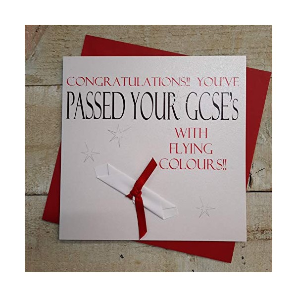 WHITE COTTON CARDS Congratulations Youâre Flying Colours Handmade Passing GCSE'S Card (Scroll)