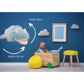 Lifestyle & More Baby plush toy Triceratops lying down made of super soft spandex plush, height 19 cm, length 50 cm