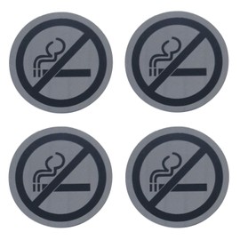 Land-Haus-Shop® Set of 2 Ashtrays, Wind Ashtray, Stainless Steel Wind Ashtray with Hinged Lid or Rotating Ashtray, Metal, Chrome (4 x No Smoking Sign)