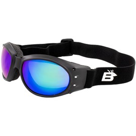 Birdz Eyewear Eagle Padded Dirt Bike Motorcycle Riding Goggles Black Frame with Mirror Lens for Men and Women
