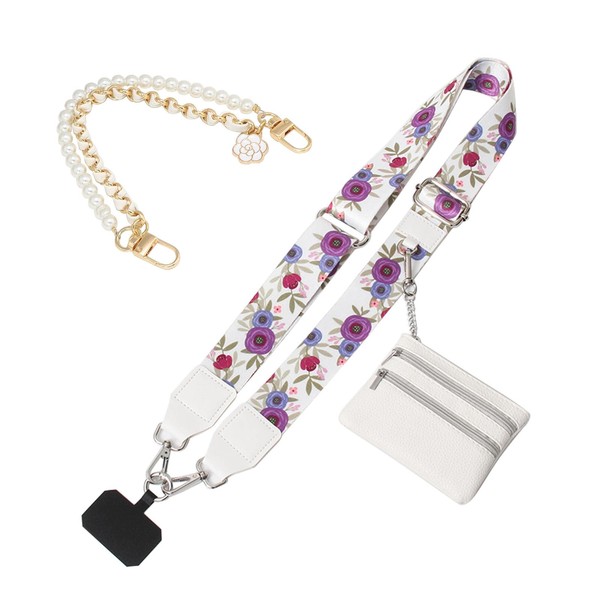 RENUIS Adjustable Phone Strap with Zippered Pouch, Clip and Go
