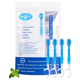 PANLOPU Disposable Toothbrush 4inch 5-in-1 Toothpaste Bead 26 pcs (Mint)