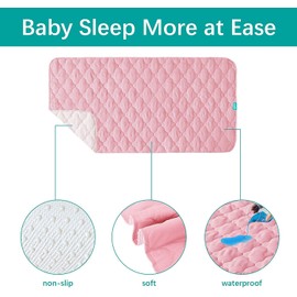 Biloban Baby Waterproof Bed Pad Washable Quilted Crib Mattress Pad 28" x 52", Reusable Underpads Bed Wetting Incontinence Cover for Baby Toddler Children and Adults, Pink