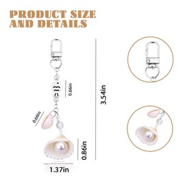 Seashell Shell Keychain for Girls Women Summer Ocean Beach Bag Charms for Handbags Tote Bags Accessories Charms for Women Girls Fish Beaded Keychain for Keys Purse Bag Y2K Keychains