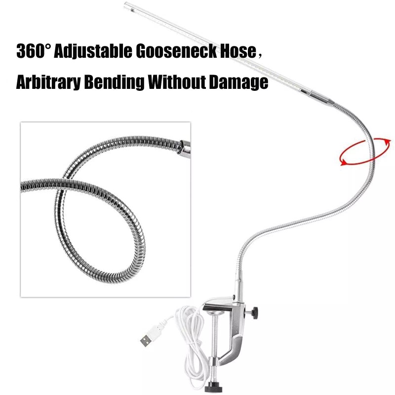 Brokimis Desk Light with Clamp, USB LED 8W Clip Nail
