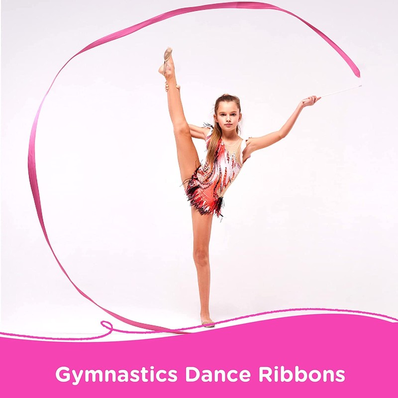 HiUnicorn 12PCS Yellow Dance Ribbons Party Favors for Girls Rhythmic