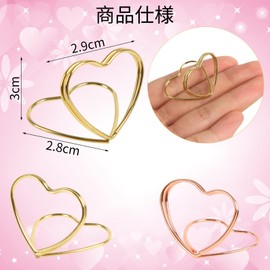 CINECE Memo Clip Holder Stand, 15 Pieces, 3 Colors, Metal Fittings, Photo Stand, Cute, Stylish, Cards, Business Cards, Stationery, Office (Heart Shape)