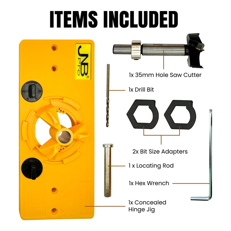 JNB Pro Concealed Hinge Jig Kit with 35mm Carbide Drill