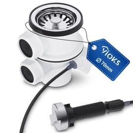 VIOKS Drain Fitting Sink with Strainer Basket Valve 70 mm Excenter Drain Fitting Sink Strainer Basket Excenter Valve for Kitchen Drain Fitting 70 mm